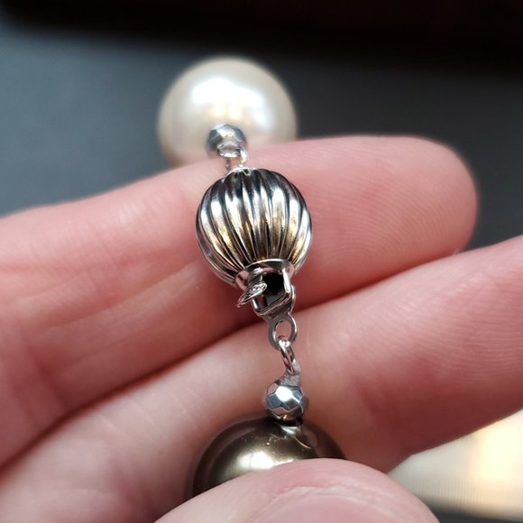 20 Inch Sterling Silver Beautiful Heavy Faux Pearl Unique Necklace - Picture 3 of 6